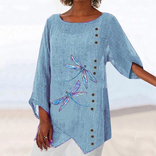 dragonfly print t shirt women summer cotton and linen pullover mujer camisetas round neck long tee manga corta women's t-shirt, White
dragonfly print t shirt women summer cotton and linen pullover mujer camisetas round neck long tee manga corta women's t-shirt, White