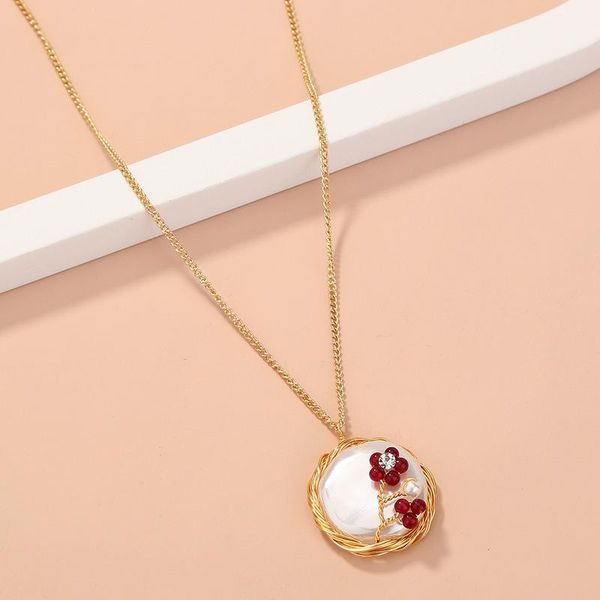 pendant necklaces minar vintage natural stone shell necklace for women gold color thin chain rhinestone red flowers chokers gift, Silver
pendant necklaces minar vintage natural stone shell necklace for women gold color thin chain rhinestone red flowers chokers gift, Silver