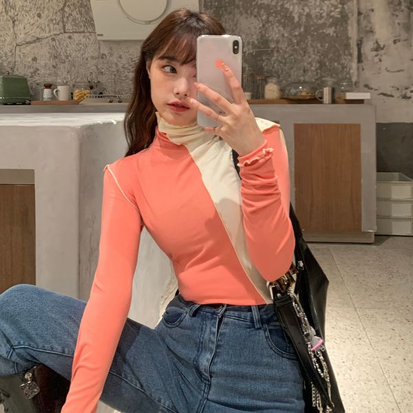 2 colors autumn korean style patchwork women slim turtleneck long sleeve t-shirt womens tees shirt femme (c2978), White
2 colors autumn korean style patchwork women slim turtleneck long sleeve t-shirt womens tees shirt femme (c2978), White