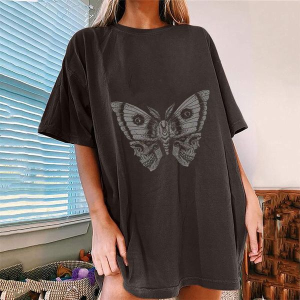 women's t-shirt vintage printing harajuku t shirts summer y2k short sleeve oversized gothic black women butterfly skull print tee, White
women's t-shirt vintage printing harajuku t shirts summer y2k short sleeve oversized gothic black women butterfly skull print tee, White