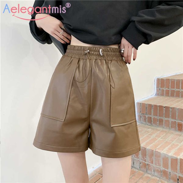 aelegantmis pu leather shorts women spring drawstring elastic waist loose pockets trouser female streetwear 210607, White;black
aelegantmis pu leather shorts women spring drawstring elastic waist loose pockets trouser female streetwear 210607, White;black