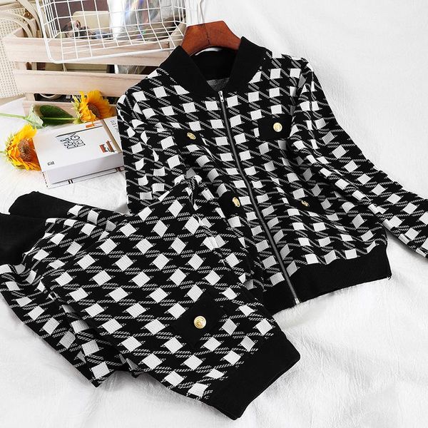 fashion houndstooth plaid knitted two pieces set women knit cardigan zipper jacket coat+pocket harem pant suit outfits women's piece pa, White
fashion houndstooth plaid knitted two pieces set women knit cardigan zipper jacket coat+pocket harem pant suit outfits women's piece pa, White