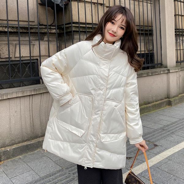 women's jackets white duck down jacket female long korean loose winter 2021 stand collar jacket., Black;brown
women's jackets white duck down jacket female long korean loose winter 2021 stand collar jacket., Black;brown