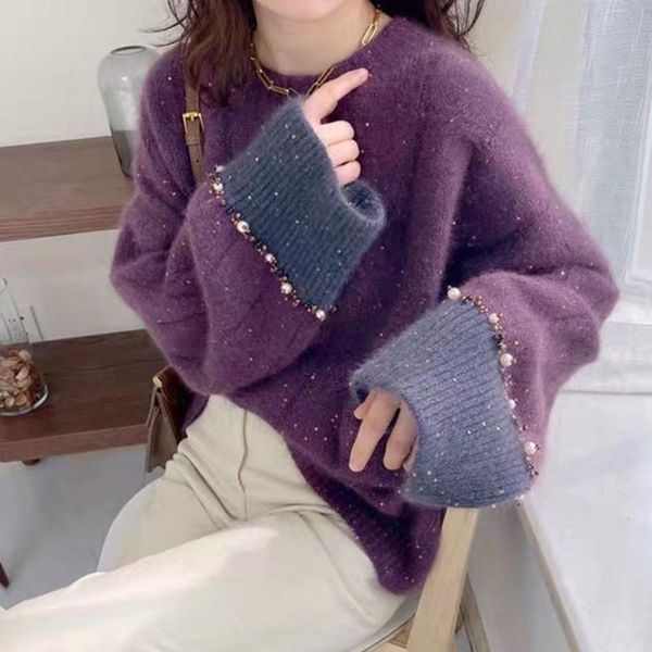 women's sweaters sweater dress women solid color knitted o-collar bead autumn winter soft pullover loose long sleeve, White;black
women's sweaters sweater dress women solid color knitted o-collar bead autumn winter soft pullover loose long sleeve, White;black