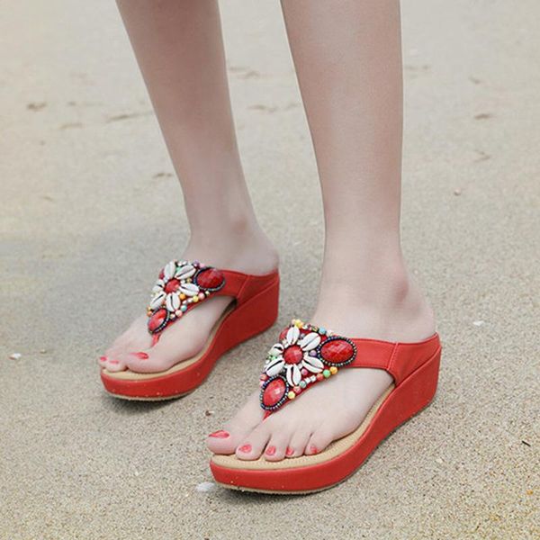 ethnic style bohemian beaded slope with large size sandals comfortable shoes woman heel height drop slippers, Black
ethnic style bohemian beaded slope with large size sandals comfortable shoes woman heel height drop slippers, Black