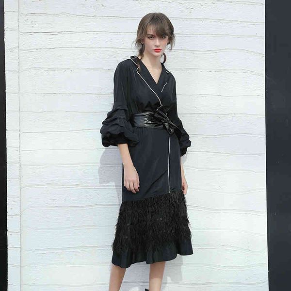 elegant black jacket for women lapel long sleeve patchwork feather sashes casual jackets female fashion style, White
elegant black jacket for women lapel long sleeve patchwork feather sashes casual jackets female fashion style, White