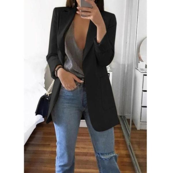 women's wool & blends fashion lapel slim cardigan temperament suit coat for women autumn and winter solid color long sleeve, Black
women's wool & blends fashion lapel slim cardigan temperament suit coat for women autumn and winter solid color long sleeve, Black