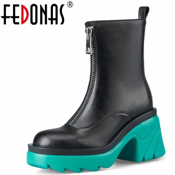 boots fedonas platforms women ankle classic front zipper genuine leather high heels autumn winter concise casual shoes woman, Black
boots fedonas platforms women ankle classic front zipper genuine leather high heels autumn winter concise casual shoes woman, Black