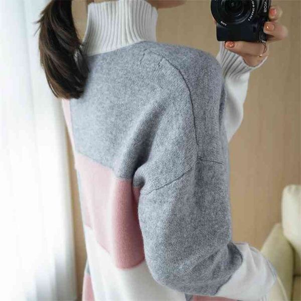 2021 new cashmere sweater womens high-neck color matching 100% pure wool pullover fashion plus size warm knitted bottoming shir, White;black
2021 new cashmere sweater womens high-neck color matching 100% pure wool pullover fashion plus size warm knitted bottoming shir, White;black