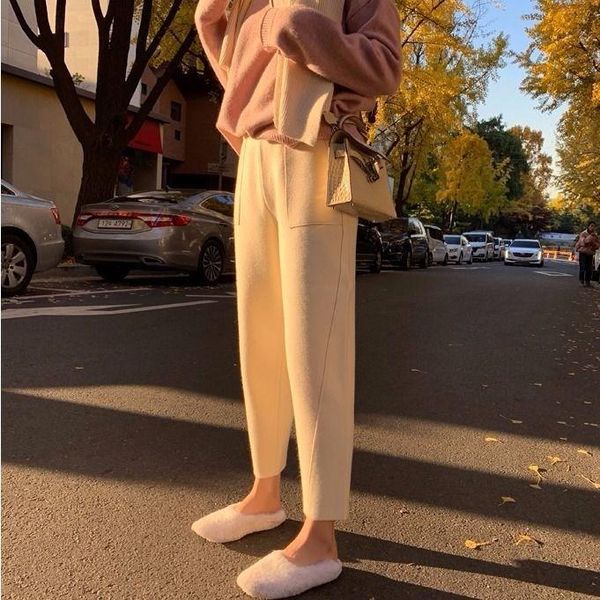 women's pants & capris autumn winter thick harem women elastic high waist loose knitted female casual solid warm long trousers g277, Black;white
women's pants & capris autumn winter thick harem women elastic high waist loose knitted female casual solid warm long trousers g277, Black;white