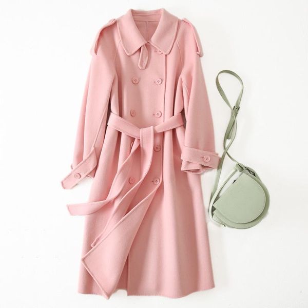 women's wool & blends shuchan pink trench coat for women england style korean clothing adjustable waist double breasted, Black
women's wool & blends shuchan pink trench coat for women england style korean clothing adjustable waist double breasted, Black