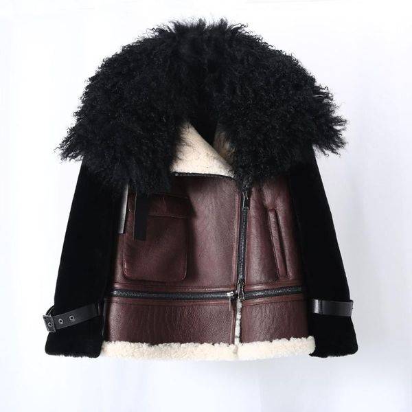 women's fur & faux 2021 autumn and winter australian lamb coat short long sleeves, Black
women's fur & faux 2021 autumn and winter australian lamb coat short long sleeves, Black
