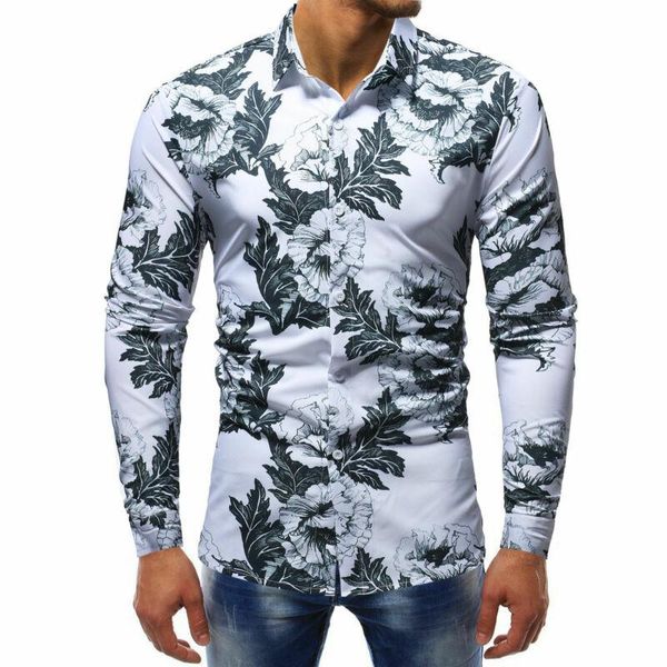 men's casual shirts black white flower leaf print for men long sleeve turn down collar button streetwear, White;black
men's casual shirts black white flower leaf print for men long sleeve turn down collar button streetwear, White;black