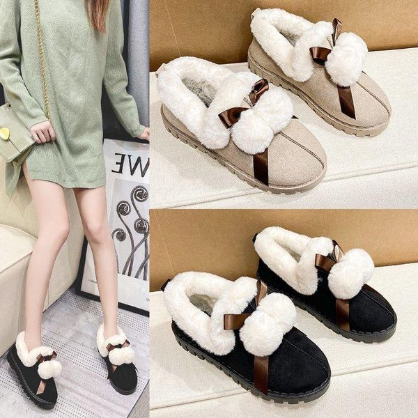 boots short-tube snow 2021 winter fashion comfortable plus velvet warm bowknot casual flat non-slip low-tube women's shoes, Black
boots short-tube snow 2021 winter fashion comfortable plus velvet warm bowknot casual flat non-slip low-tube women's shoes, Black