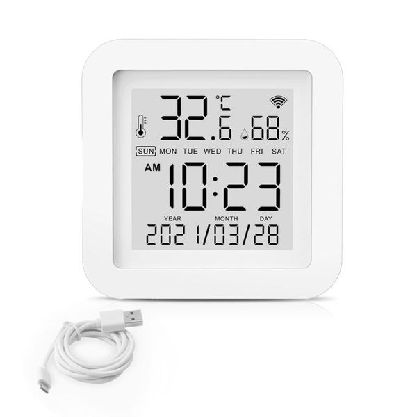 smart home control tuya wifi temperature humidity sensor low power with lcd screen display alarm clock alexa google
smart home control tuya wifi temperature humidity sensor low power with lcd screen display alarm clock alexa google