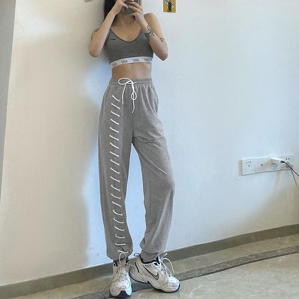 autumn women's high waist slim hole all-match casual pants loose beam lace up trousers & capris, Black;white
autumn women's high waist slim hole all-match casual pants loose beam lace up trousers & capris, Black;white