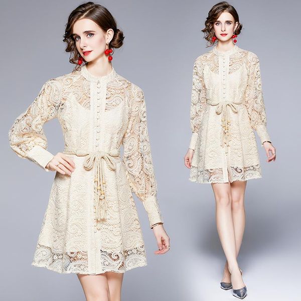 casual dresses simgent luxury dress women lace hollow out lantern sleeve stand collar buttons a line mini elegant party robe sg17288, Black;gray
casual dresses simgent luxury dress women lace hollow out lantern sleeve stand collar buttons a line mini elegant party robe sg17288, Black;gray