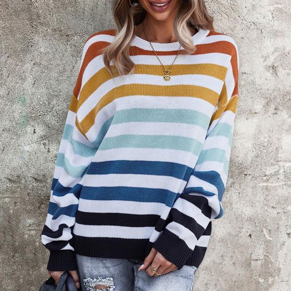 women's sweaters color striped sweater casual fashion contrast long-sleeved oversized pullovers mujer vintage, White;black
women's sweaters color striped sweater casual fashion contrast long-sleeved oversized pullovers mujer vintage, White;black