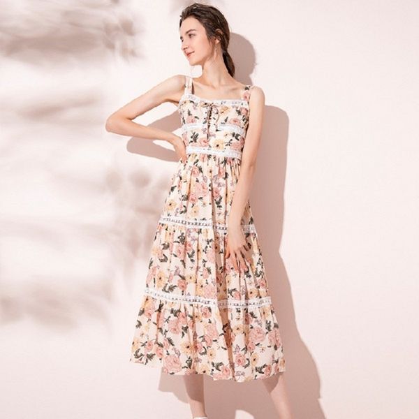 elegant flower printed dress women elegant spaghetti strap sleeveless lace patchwork dresses vestidos summer slim dress 210514, Black;gray
elegant flower printed dress women elegant spaghetti strap sleeveless lace patchwork dresses vestidos summer slim dress 210514, Black;gray