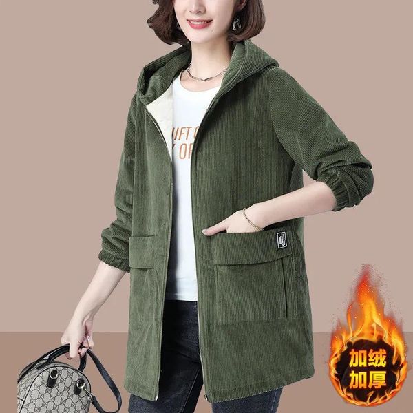 women's down & parkas corduroy windbreaker women mid-length 2021 autumn winter velvet thickening plus size loose hooded jacket female w, Black
women's down & parkas corduroy windbreaker women mid-length 2021 autumn winter velvet thickening plus size loose hooded jacket female w, Black