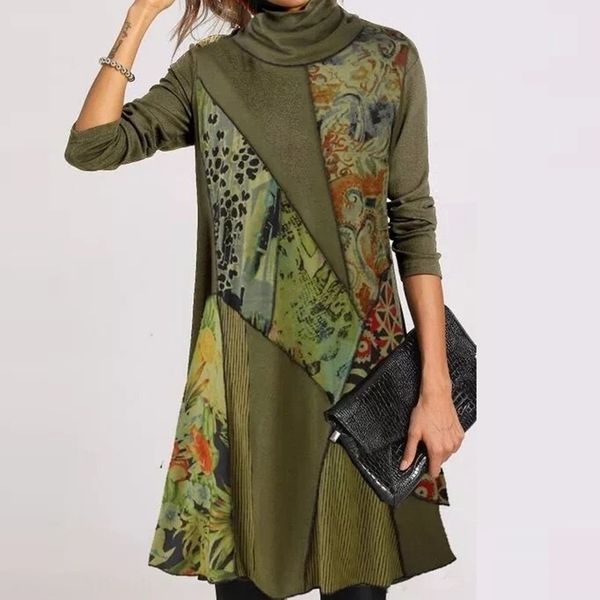 spring vintage women turtleneck warm dress autumn elegant print long sleeves patchwork dresses female casual loose vestidos 210325, Black;gray
spring vintage women turtleneck warm dress autumn elegant print long sleeves patchwork dresses female casual loose vestidos 210325, Black;gray
