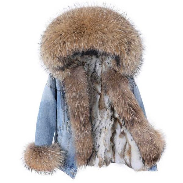 maomaokong denim jacket parka winter women parkas real fur collar coat natural raccoon hood rabbit liner luxury 211220, Black
maomaokong denim jacket parka winter women parkas real fur collar coat natural raccoon hood rabbit liner luxury 211220, Black