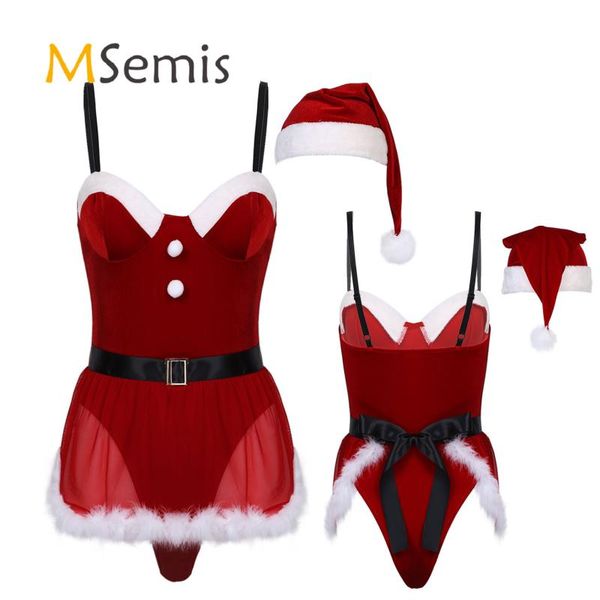womens christmas lingerie suit adjustable spaghetti strap velvet bodysuit with feather trimming apron hat for holiday party one-piece suits
womens christmas lingerie suit adjustable spaghetti strap velvet bodysuit with feather trimming apron hat for holiday party one-piece suits