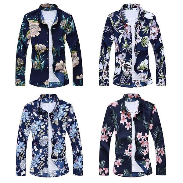 men's casual shirts social men shirt hawaiian flower summer dress clothing long sleeve floral blouse slim fit, White;black
men's casual shirts social men shirt hawaiian flower summer dress clothing long sleeve floral blouse slim fit, White;black