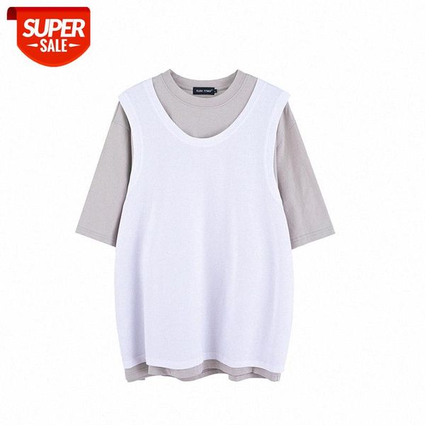 american simple high street multicolor t-shirt loose oversize two piece stitching short-sleeved tee couple men and women #ty5x, White;black
american simple high street multicolor t-shirt loose oversize two piece stitching short-sleeved tee couple men and women #ty5x, White;black
