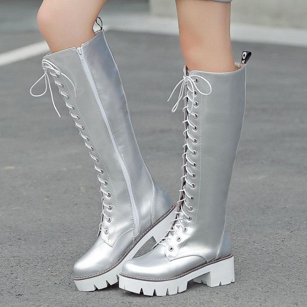 boots spring autumn platform women's fashion patent leather knee high squae low heel long laceing zip winter shoes, Black
boots spring autumn platform women's fashion patent leather knee high squae low heel long laceing zip winter shoes, Black