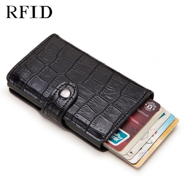 card holders casual rfid holder crocodile leather hasp id case metal aluminum box slim men and women cardholder wallets, Brown;gray
card holders casual rfid holder crocodile leather hasp id case metal aluminum box slim men and women cardholder wallets, Brown;gray