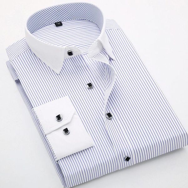 men's casual shirts cotton striped shirt mens business long sleeved classic formal social dress korean fashion, White;black
men's casual shirts cotton striped shirt mens business long sleeved classic formal social dress korean fashion, White;black