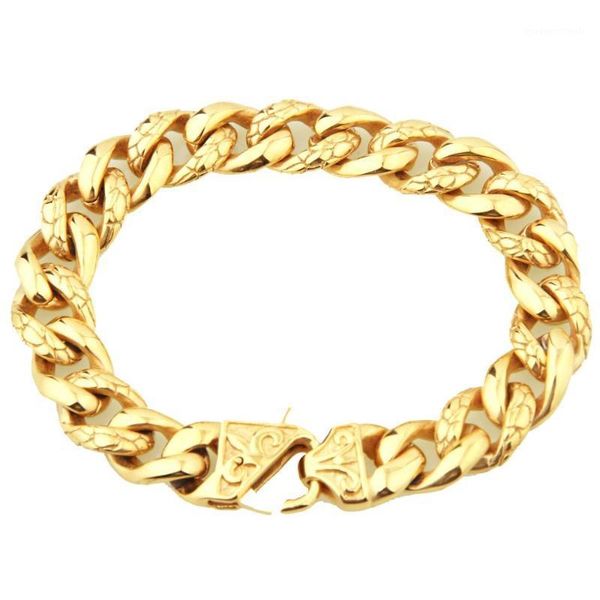 13mm men's bracelet gold color stainless steel biker curb chain bracelets bangles men hip hop cuban link bracelet jewelry1, Black
13mm men's bracelet gold color stainless steel biker curb chain bracelets bangles men hip hop cuban link bracelet jewelry1, Black
