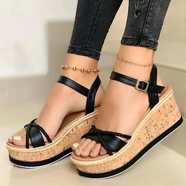 summer wedges sandals women high heels platform open toe buckle strap ladies beach shoes sandalias mujer, Black
summer wedges sandals women high heels platform open toe buckle strap ladies beach shoes sandalias mujer, Black