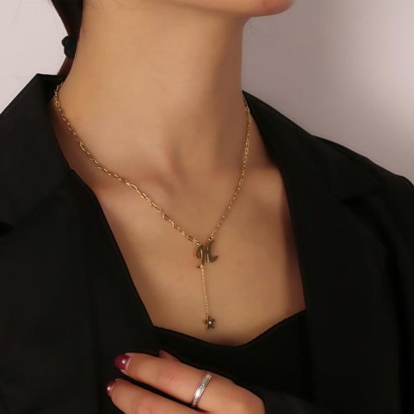 women's stainless steel sweater chain star necklace pendant titanium hip hop geometric trend jewelry chains, Silver
women's stainless steel sweater chain star necklace pendant titanium hip hop geometric trend jewelry chains, Silver