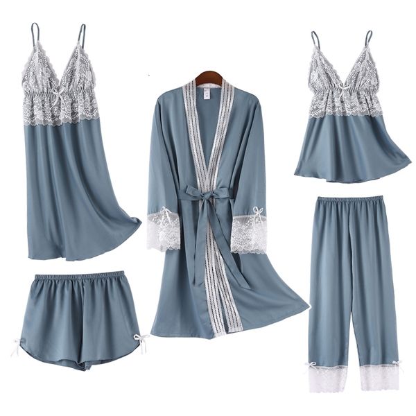 women's sleepwear pajamas suit women satin loose 5pcs spring kimono bathrobe gown lace sleep set nightwear v-neck intimate lingeri, Black;red
women's sleepwear pajamas suit women satin loose 5pcs spring kimono bathrobe gown lace sleep set nightwear v-neck intimate lingeri, Black;red