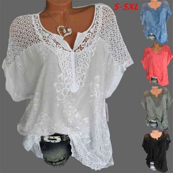 large size 5xl hollow out women shirts lace patchwork summer casual loose lady white bat sleeve
large size 5xl hollow out women shirts lace patchwork summer casual loose lady white bat sleeve