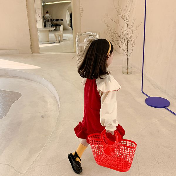 spring autumn 2 piece set girls red overalls dresses ruffles sweater+corduroy vest dress, Red;yellow
spring autumn 2 piece set girls red overalls dresses ruffles sweater+corduroy vest dress, Red;yellow