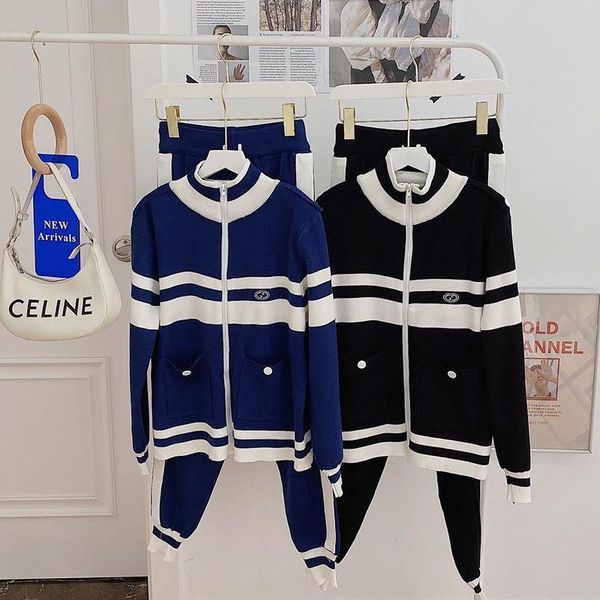 women's two piece pants arrival retro stripe knitted 2 outfits women casual zipper cardigan and knitwear jogging tracksuit patchwork se, White
women's two piece pants arrival retro stripe knitted 2 outfits women casual zipper cardigan and knitwear jogging tracksuit patchwork se, White