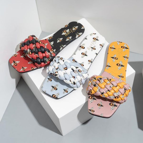 slippers 2021 women woven slip on slides fashion brand square toe sandals leather flip flops beach summer, Black
slippers 2021 women woven slip on slides fashion brand square toe sandals leather flip flops beach summer, Black
