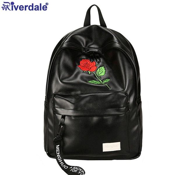 riverdale rose embroidery backpack black pu leather couple travel women students school double shoulder bags
riverdale rose embroidery backpack black pu leather couple travel women students school double shoulder bags