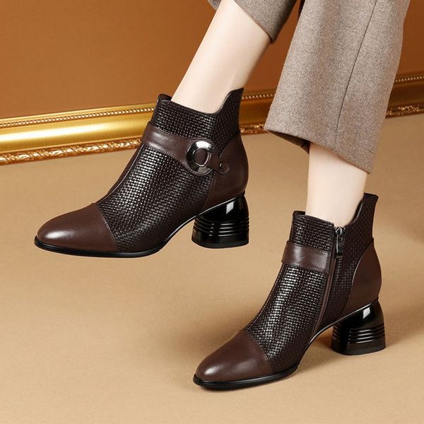 2022 soft leather women ankle bootsautumn/winter shoesshort botassquare toeblock high heelside zipbrowndropshipping, Black
2022 soft leather women ankle bootsautumn/winter shoesshort botassquare toeblock high heelside zipbrowndropshipping, Black