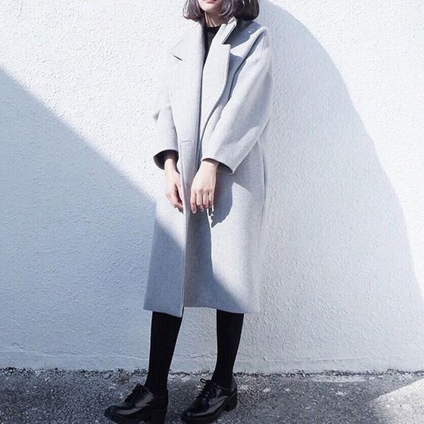 women's wool & blends casual solid slim women long winter blend coat single button and jacket turn- down collar outerwear, Black
women's wool & blends casual solid slim women long winter blend coat single button and jacket turn- down collar outerwear, Black
