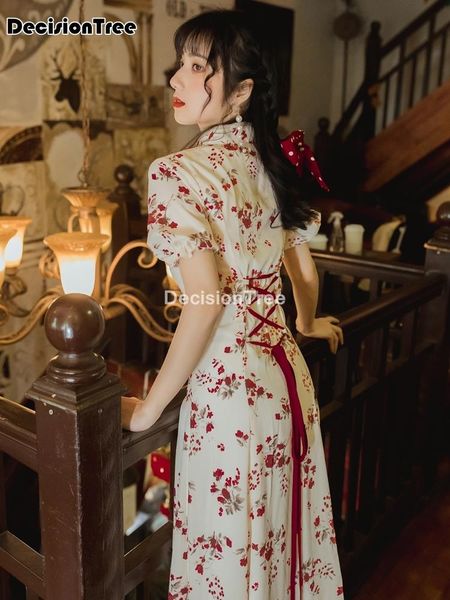 chinese dress loose traditional chan cheongsam sets women qipao robe vintage floral print chiffon long ethnic clothing, Red
chinese dress loose traditional chan cheongsam sets women qipao robe vintage floral print chiffon long ethnic clothing, Red