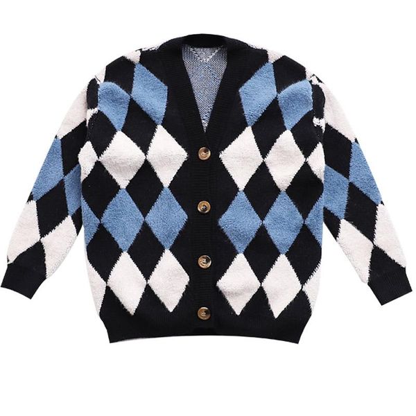 jackets children's girls clothes sweaters 2021 autumn and winter geometric plaid knitted cardigan big kids diamond jacket, Blue;gray
jackets children's girls clothes sweaters 2021 autumn and winter geometric plaid knitted cardigan big kids diamond jacket, Blue;gray