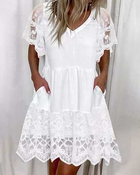 casual dresses vintage elegant embroidery lace mesh party dress lady white summer v-neck ruffle mini short sleeve, Black;gray
casual dresses vintage elegant embroidery lace mesh party dress lady white summer v-neck ruffle mini short sleeve, Black;gray