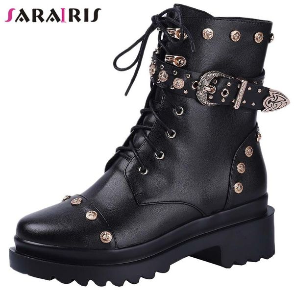 boots sarairis brand female ankle genuine leather black shoes lace rivet women autumn chunky buckle luxury woman
boots sarairis brand female ankle genuine leather black shoes lace rivet women autumn chunky buckle luxury woman