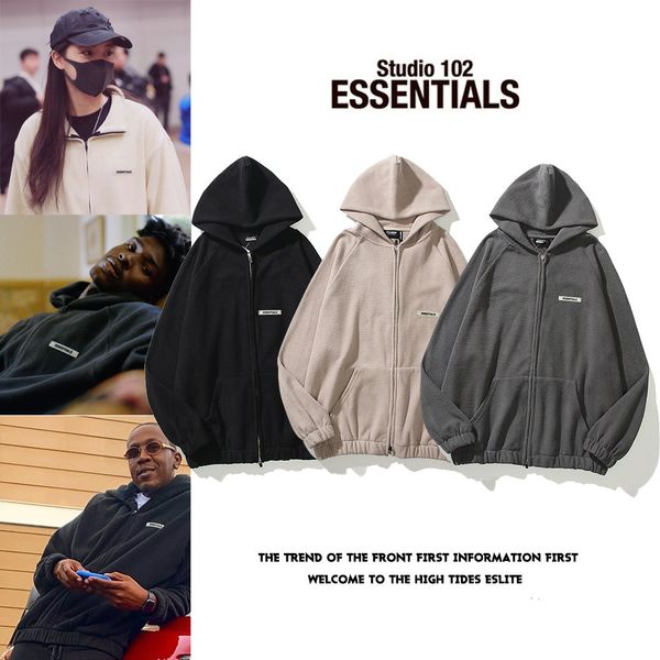 leisure fashion feel of god fog double thread essentials men's and women's high street loose fleece zipper cardigan coat, Black
leisure fashion feel of god fog double thread essentials men's and women's high street loose fleece zipper cardigan coat, Black