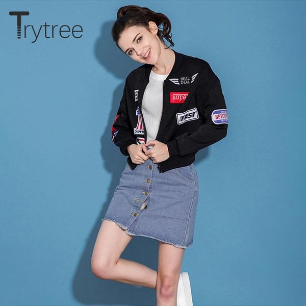 women's jackets trytree 2021 autumn winter women blouse casual coat o-neck zipper letter appliques fashion office lady black short, Black;brown
women's jackets trytree 2021 autumn winter women blouse casual coat o-neck zipper letter appliques fashion office lady black short, Black;brown