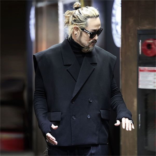 vest the korean version of yuppie male fashion double-breasted suit casual jacket loose collar 2ad9, Black;white
vest the korean version of yuppie male fashion double-breasted suit casual jacket loose collar 2ad9, Black;white